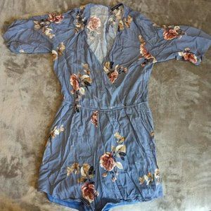 Blue Floral Staccato Romper